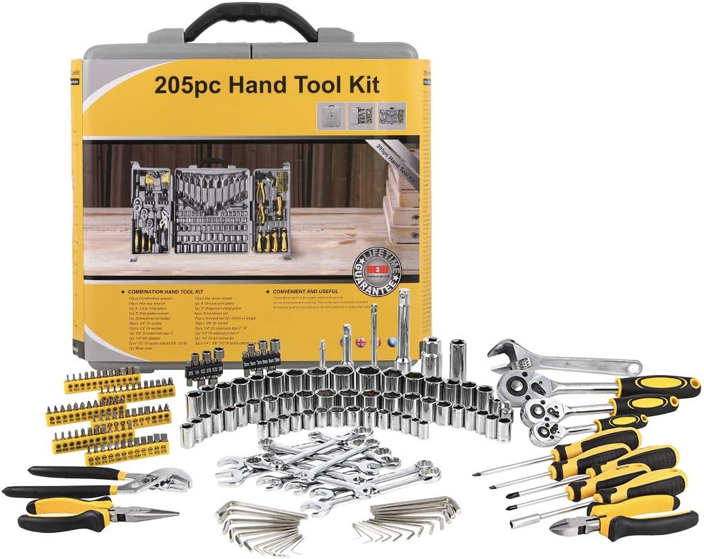 Mechanics Tool Set 205-Piece, Household Tool Kit Set with Tools Box Case for Men and Women
