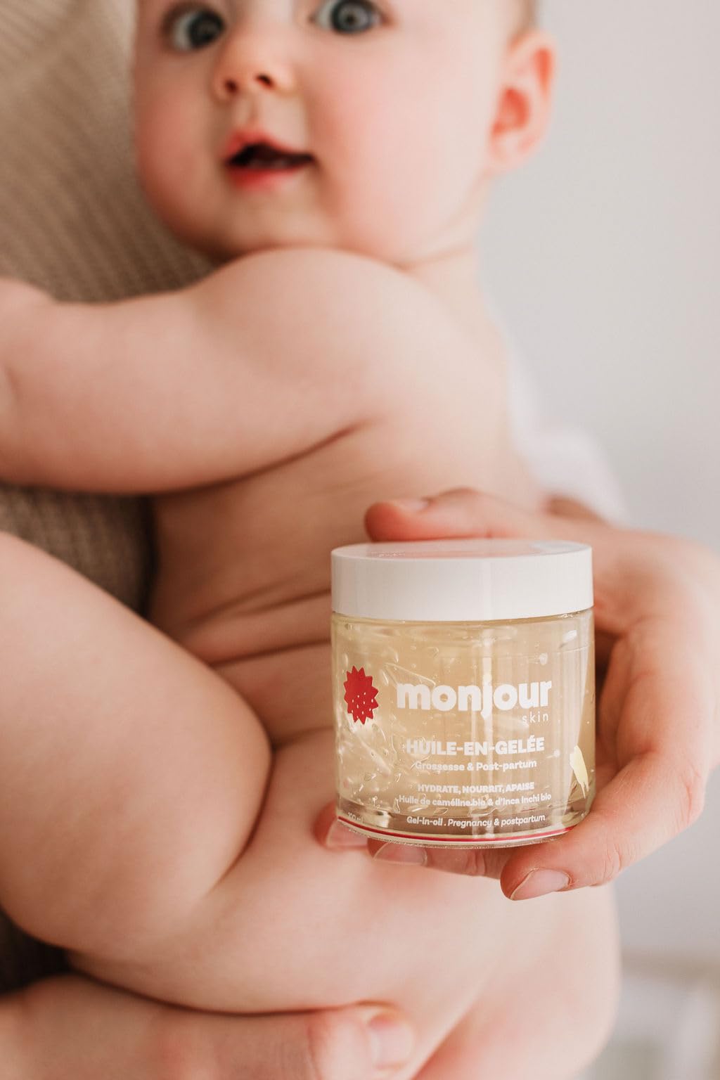 Huile-en-Gelée Grossesse Post-Partum Naturelle 98% Prévention Vergetures Caméline Bio Inca Inchi Nourrit Hydrate Apaise Peau