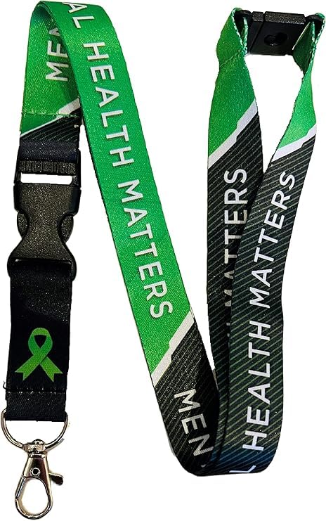 PAC Supplies Global Green Ribbon - Mental Health Matters Awareness Neck Lanyard With Safety Breakaway & Detachable Buckle Clip (10)