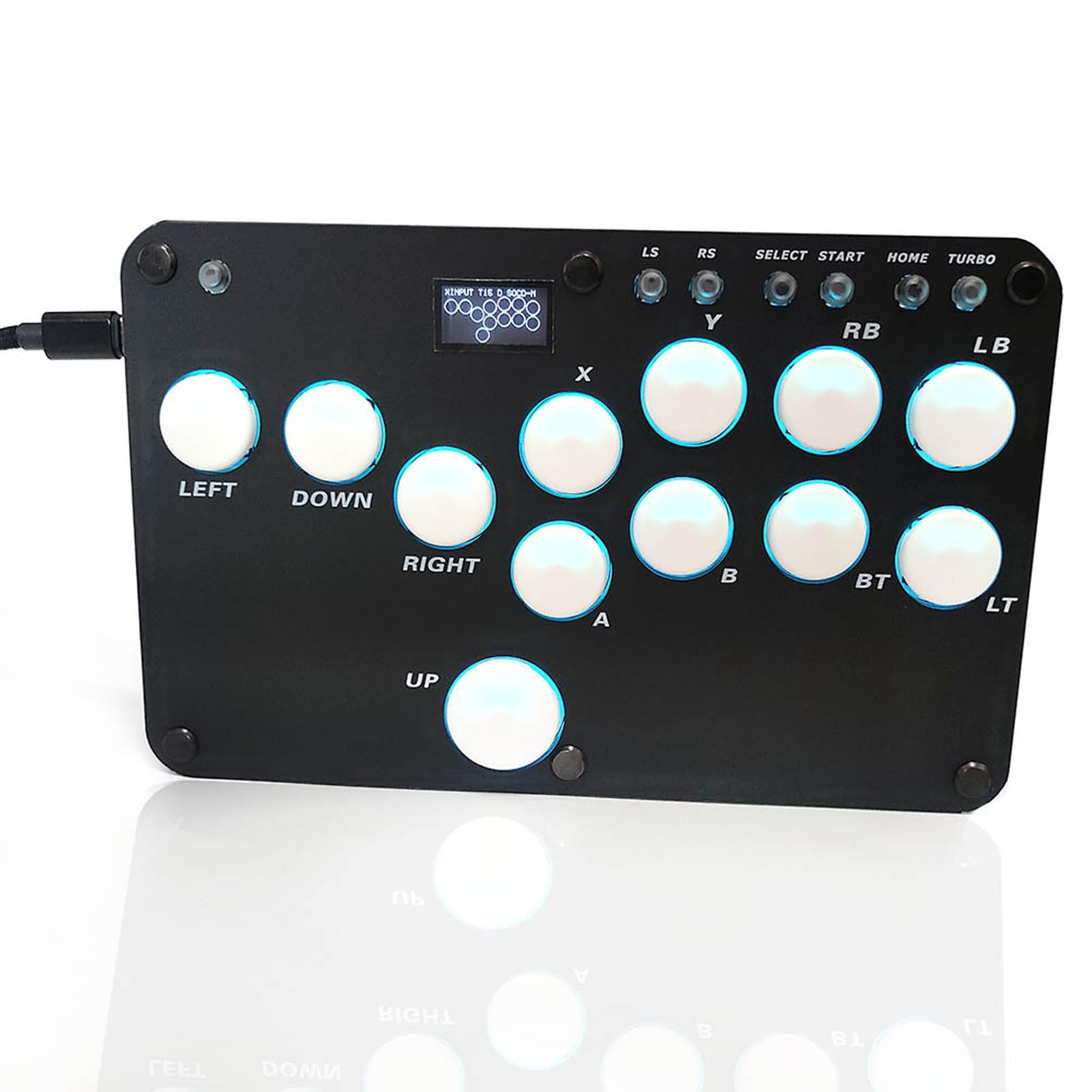 YUEHISY Controlador Fighting Stick, 12 Teclas Efectos de Luz RGB Fight Stick, Teclas Mecánicas Intercambiables en Caliente, para Consola de Juegos PC