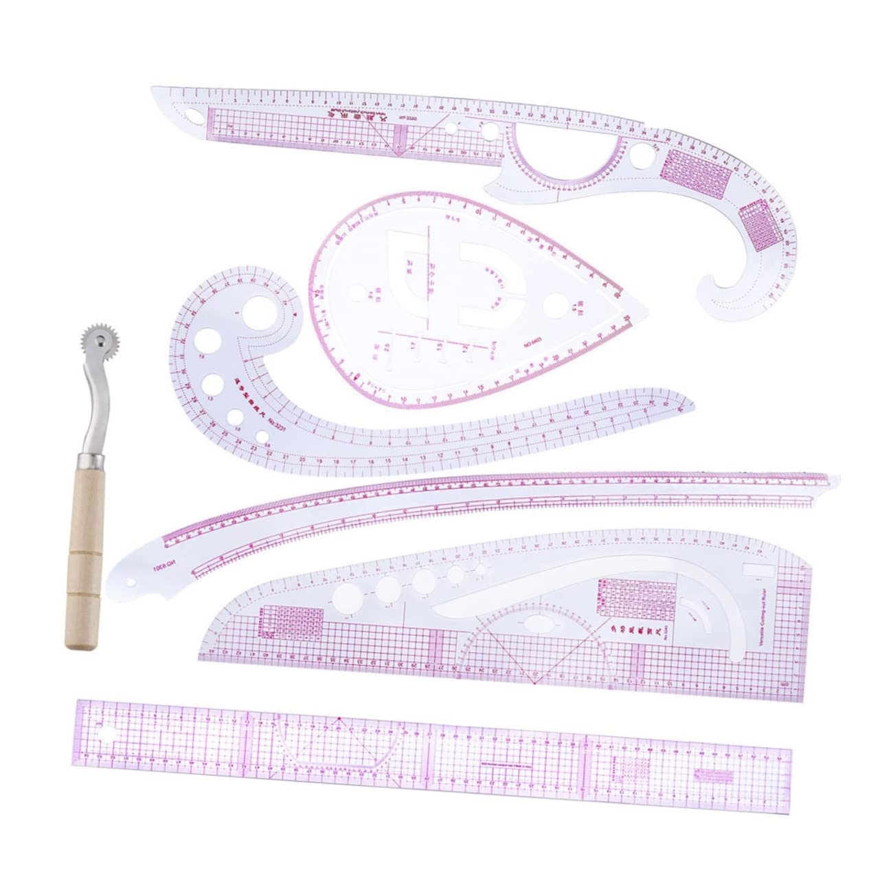 LALAFINA Sewing Measuring Rulers Set 7pcs Tailor Rulers Accurate Clothing Drawing Cutting Tools