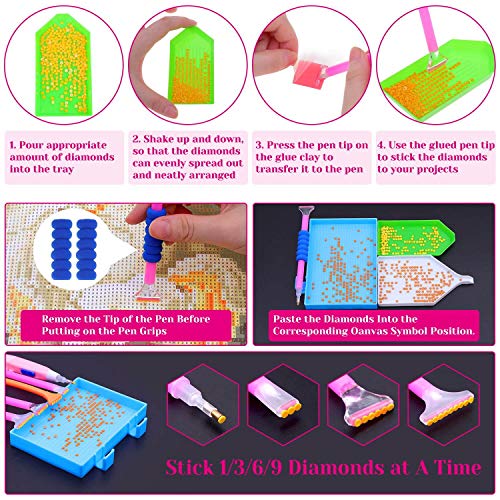 Diamond Art Accessories and Tools, Audab 105Pcs Diamond Painting Kit with A4 Light Pad 5D Diamond Painting Tools and Paint by Diamond Accessories for Diamond Art Painting