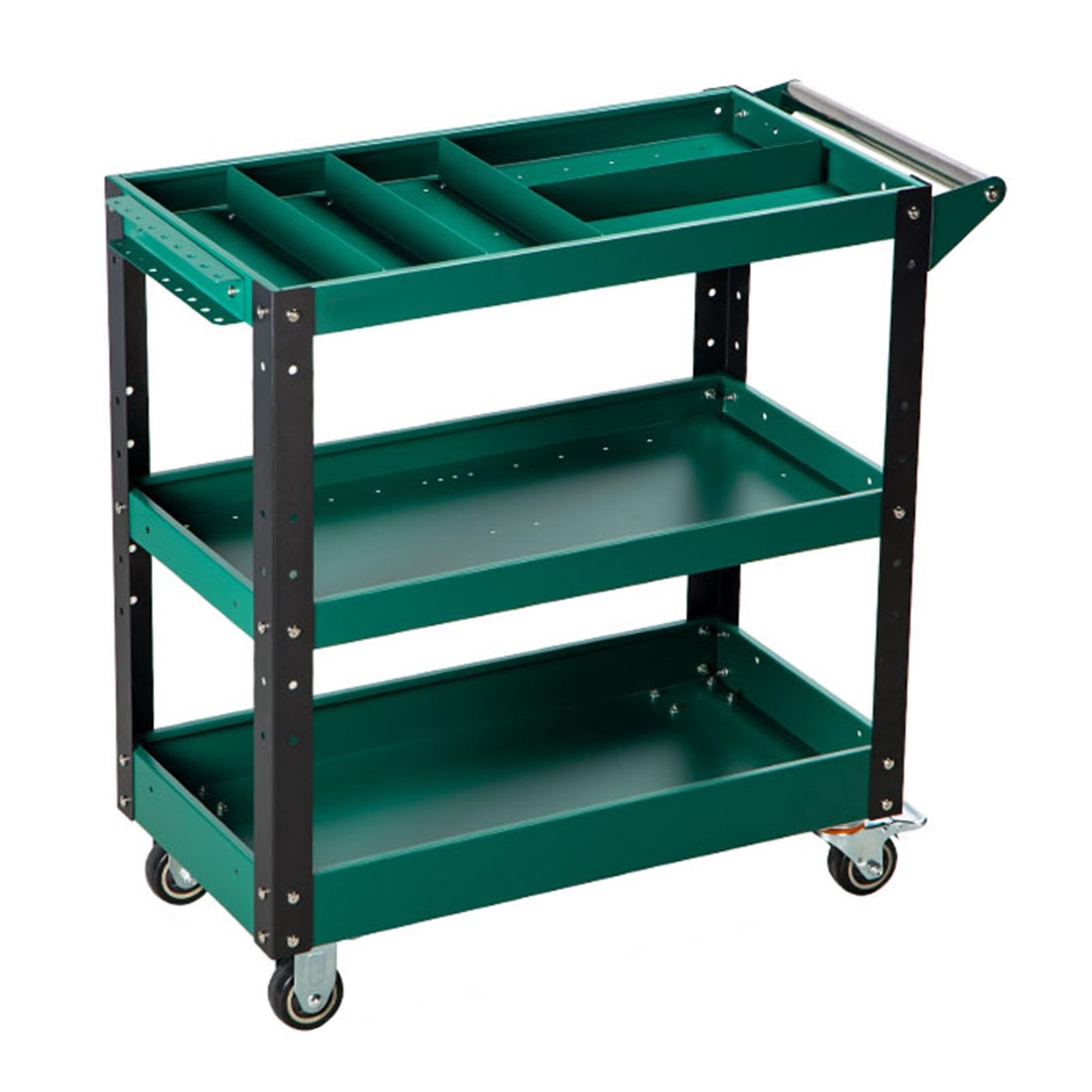 Carrello portautensili, Carrello portautensili a 3 Livelli con Ruote, Carrello di Servizio Industriale con capacità di 881 libbre con Pannello Posteriore per Officina MEC,Green-Style 2