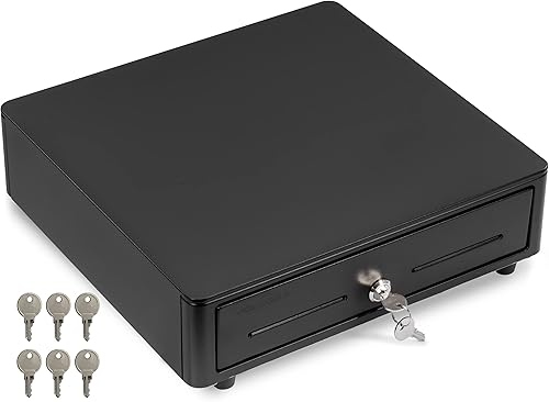 Cajón de caja registradora para sistema de punto de venta (POS) de 13 pulgadas, parte delantera de acero inoxidable y bandeja de monedas extraíble,