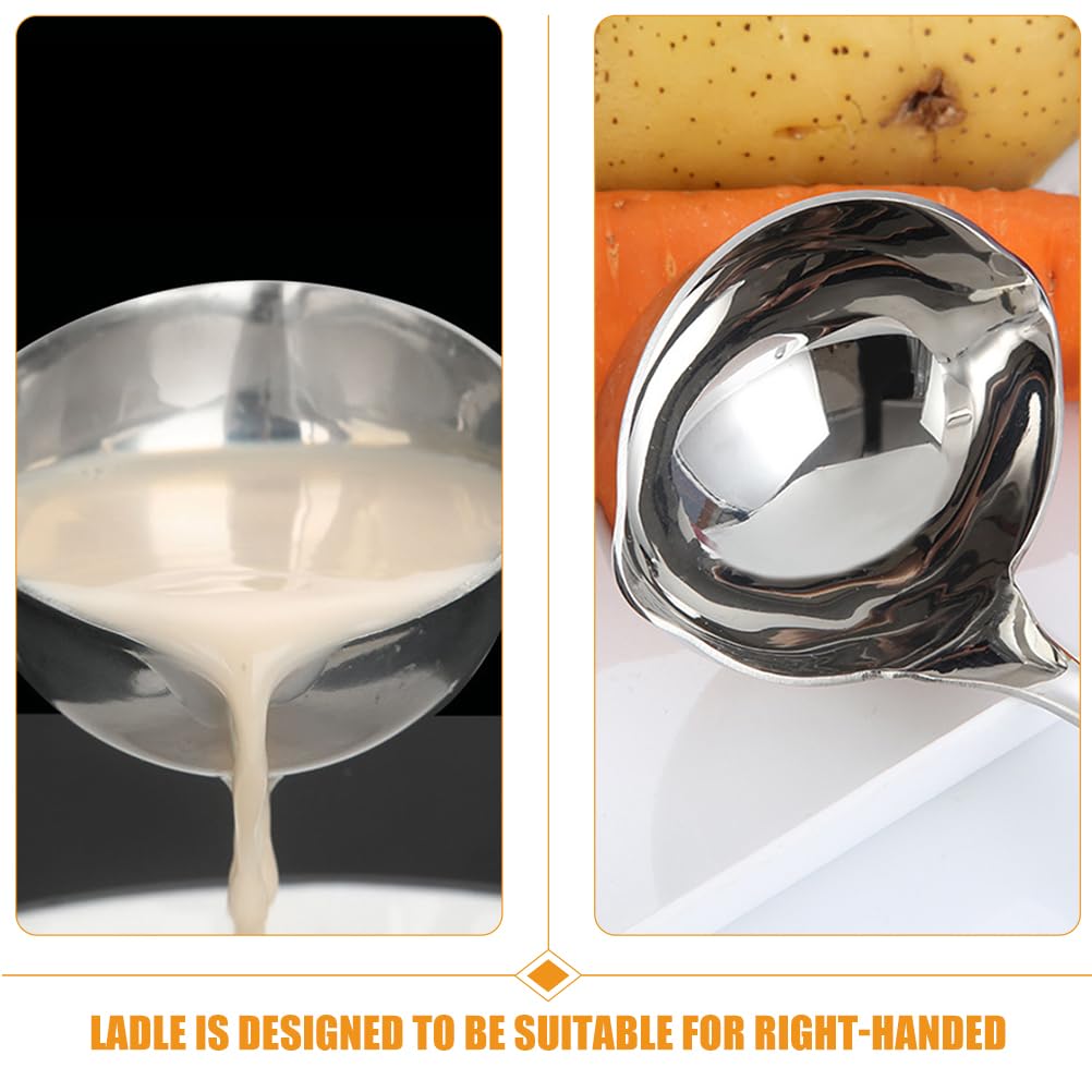 Cuchara con boquilla, cucharón de sopa para el hogar, cucharón de sopa de acero inoxidable, cucharones de cocina para servir, cuchara de acero inoxidable, suministros de hotel, acero
