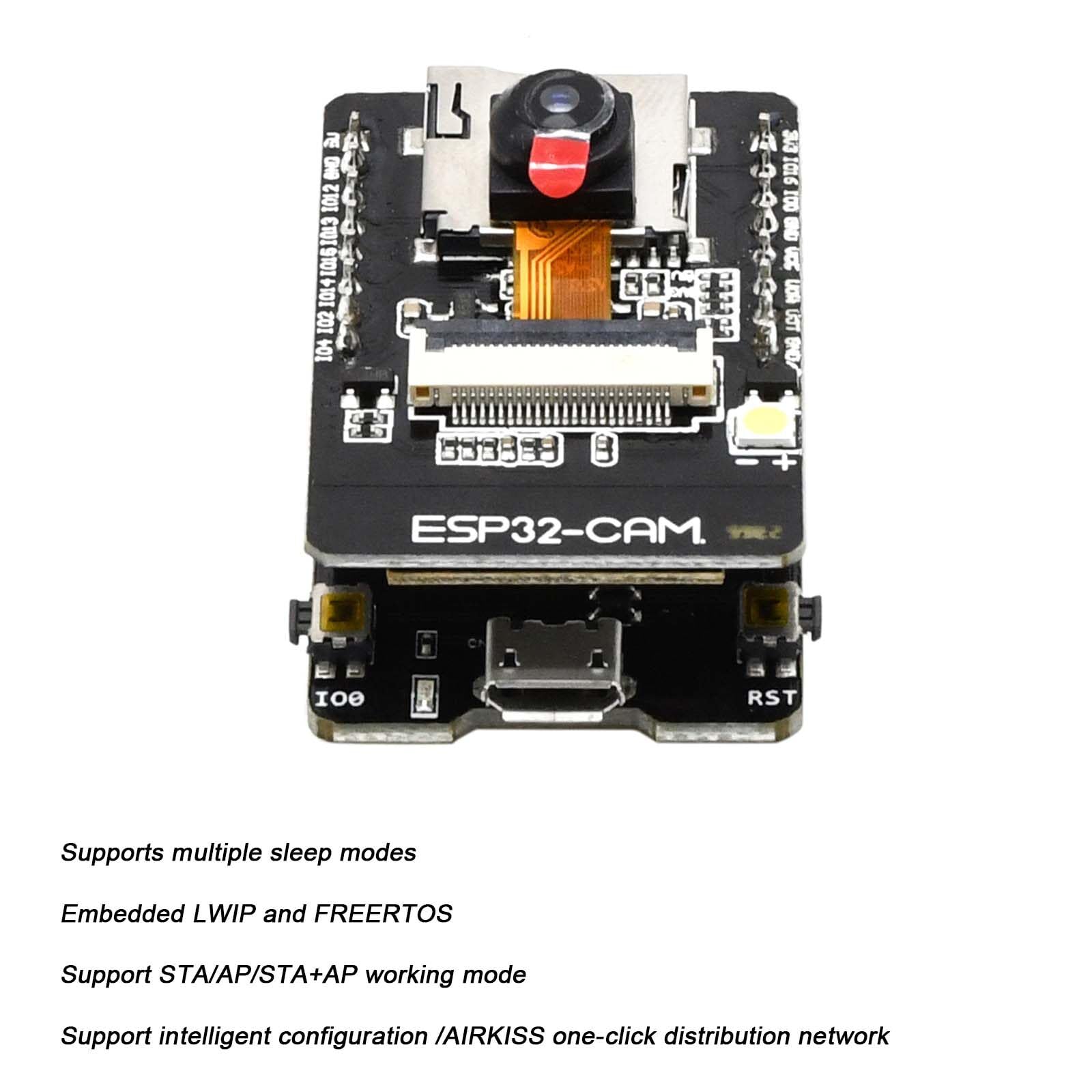 ESP32 CAM MB Lot de 2 cartes de développement Dual Core 240 MHz WiFi Bluetooth OV2640