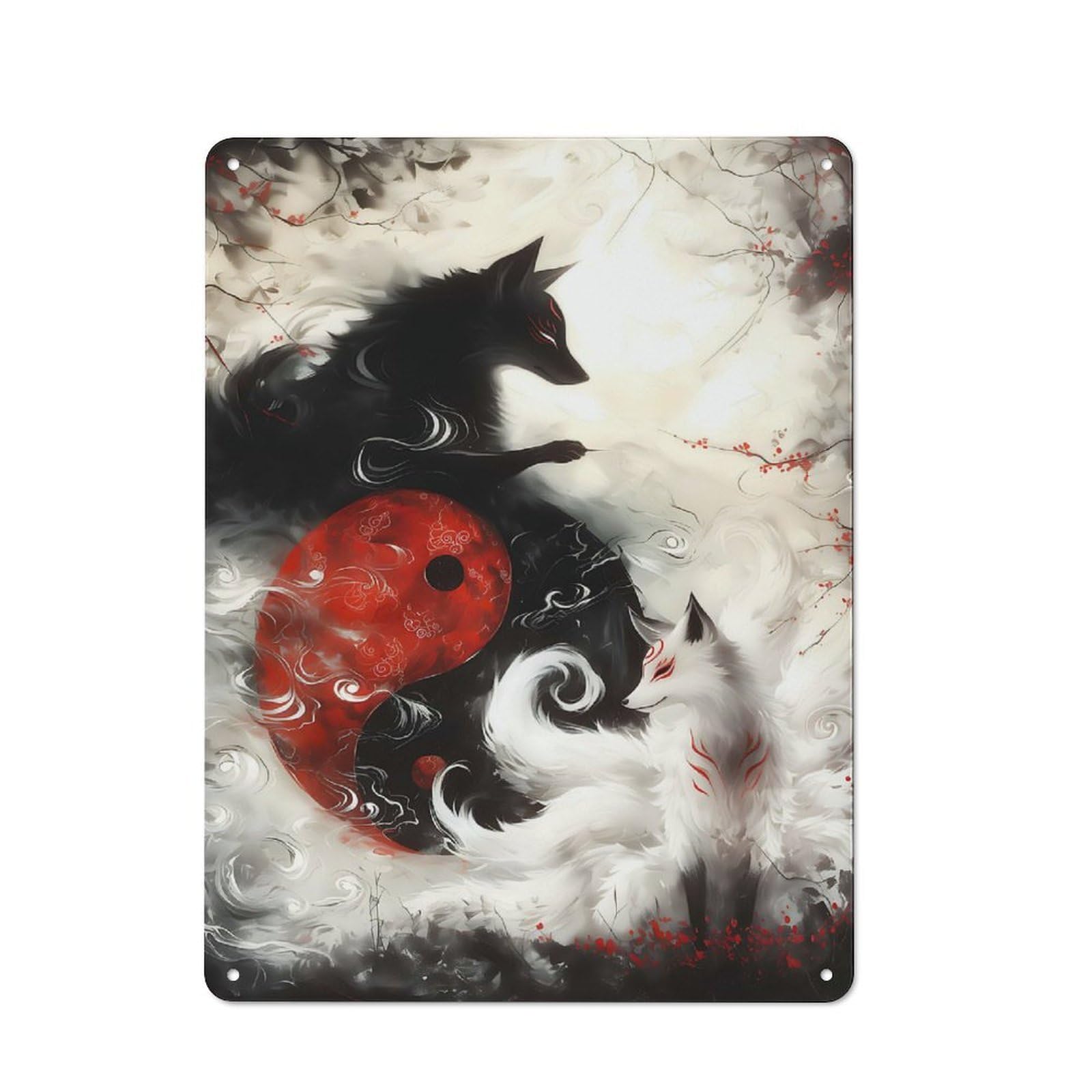 Classic Vintage Metal Sign 40x30cm Featuring Death And Life Fox Fantasy, Home Bar Decor for Cafe, Pub, Workshop Or Home Bar