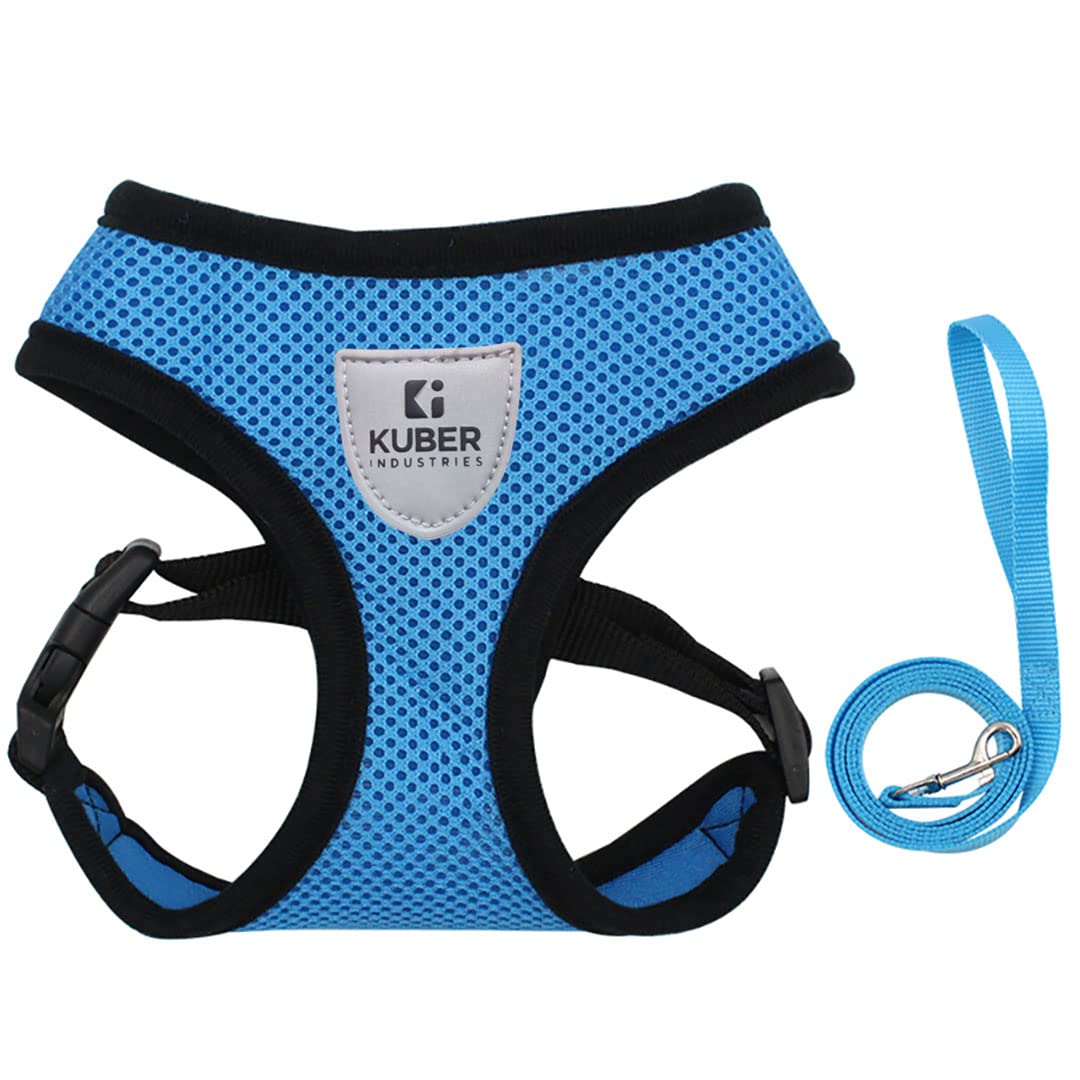 Kuber Industries Dog Chest Harness with Nylon Leash I No Pull, Soft Padded and Breathable Dog Vest I Adjustable, Reflective I Easy Control Dog Chest Belt I (Large, Blue) (B0BLSXW4WS) Amazon Price History, Amazon Price Tracker