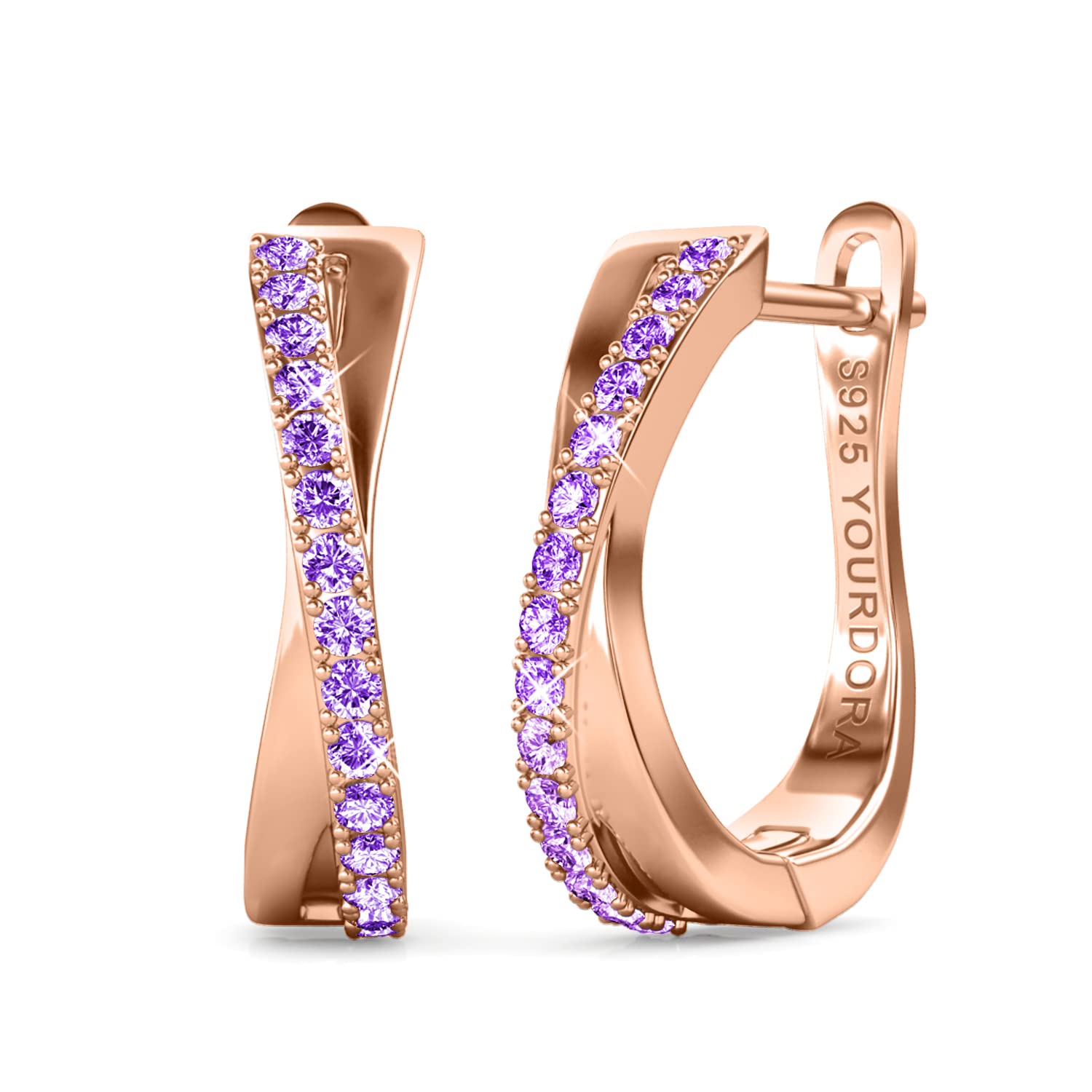 YOURDORA Donna Orecchini a Cerchio Originali in Argento 925 Zirconi Anello Contorto Idea Regalo Gioielli