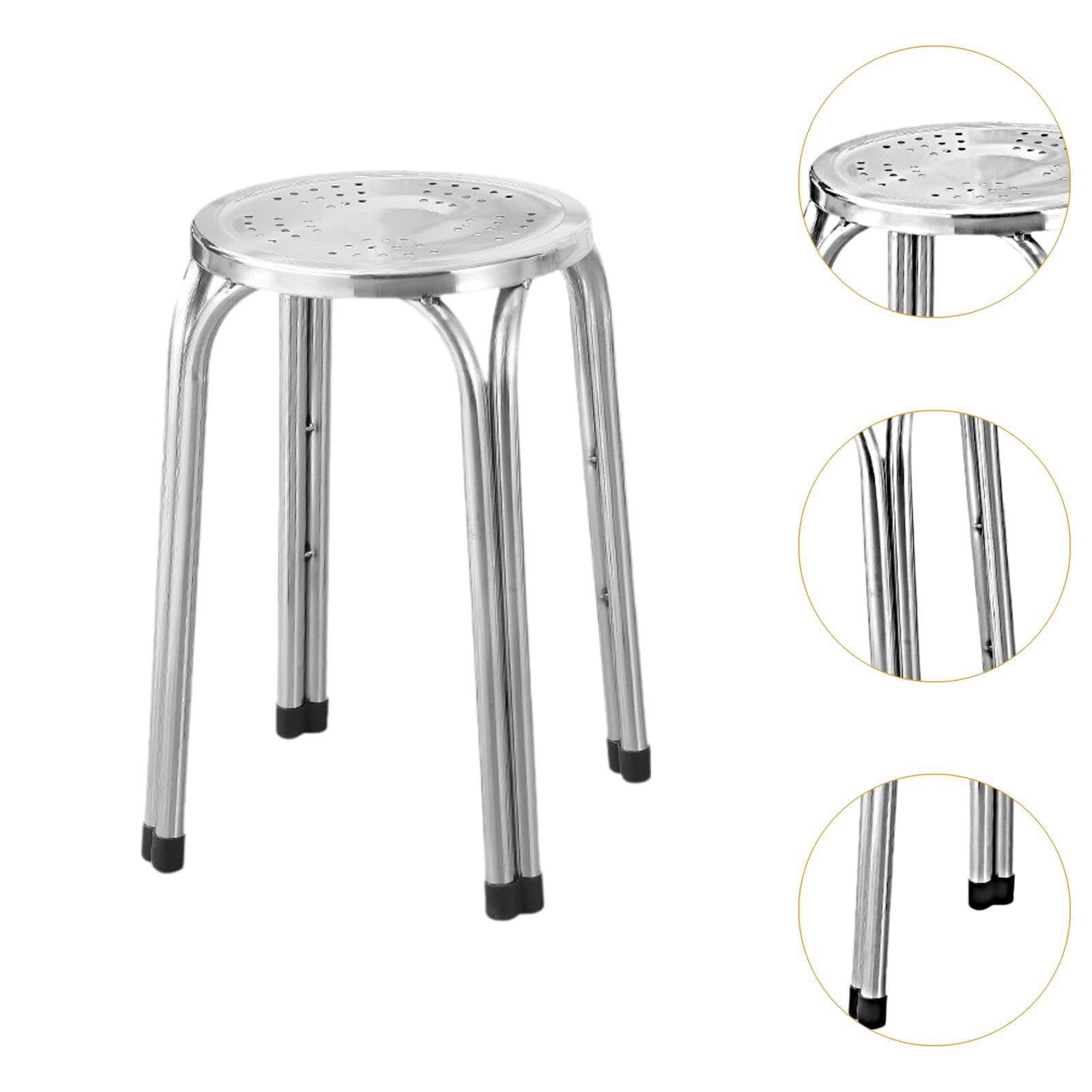 Taburete Apilable de Acero Inoxidable de Bar, Taburete de Respaldo de Estilo Utilitario, Superficie Perforada para Ventilación, para Hogar y Restaurante