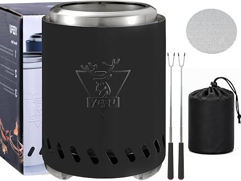 YEFU 9.6 x 7.1in Tabletop Fire Pit, Smokeless Mini Fire Pit, Quick Ignition
