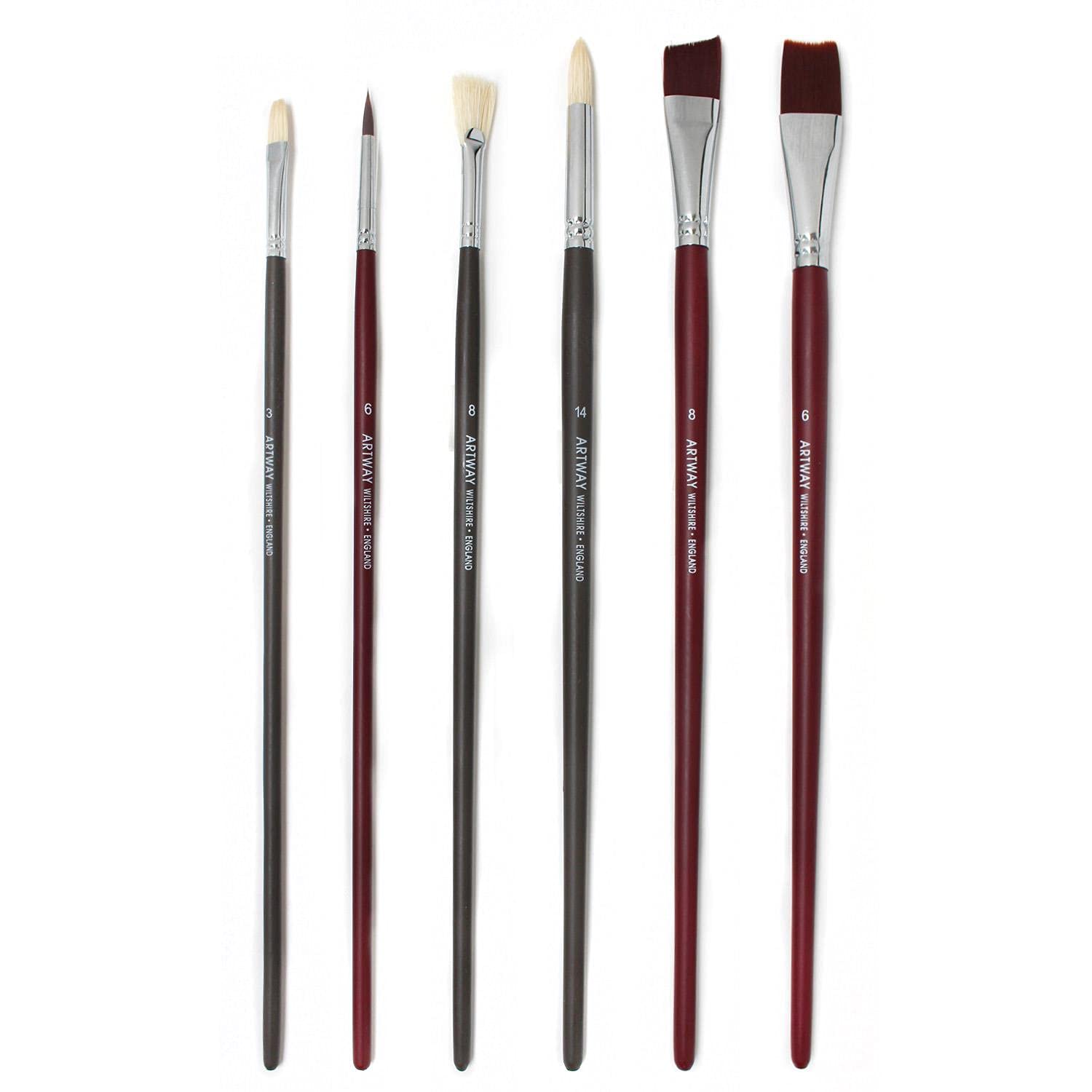 Artway Mixed Long Handle Premium Artist Paintbrush Set (6Pc )