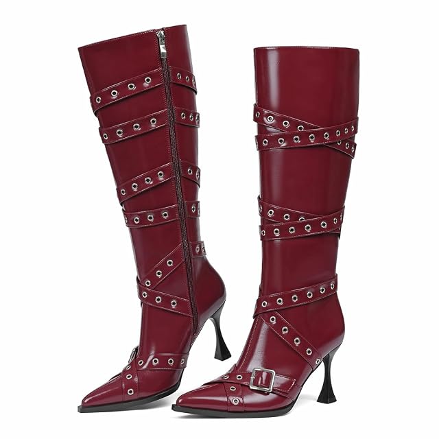Celbreez Knee High Boots Women Tall Boots For Women Kitten Heel Black Leather Boot Full Side Zipper Pointed