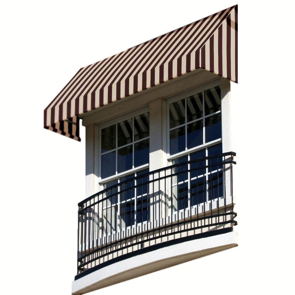 10.38 FT. NEW Yorker Fixed Awning 124.5 in. W X 24 in. H X 36 in. D Acrylic Fabric in Brown/TAN Stripe by Awntech – Model NK23-10BNKT