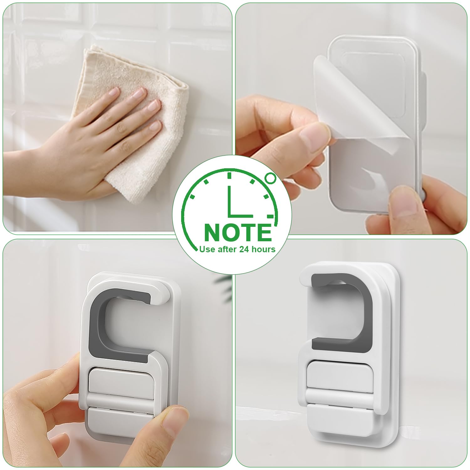 Paquete de 4 soportes para escobas de montaje en pared, agarre de escoba y trapeador, autoadhesivo, sin perforaciones, antideslizante, para el mango de trapeador, organizador de limpieza del 8
