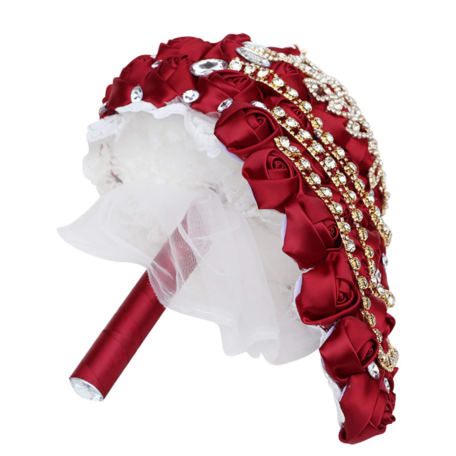 Bouquet da sposa di lusso bouquet di rose bouquet artificiale a cascata spilla con strass di perle matrimonio nuziale