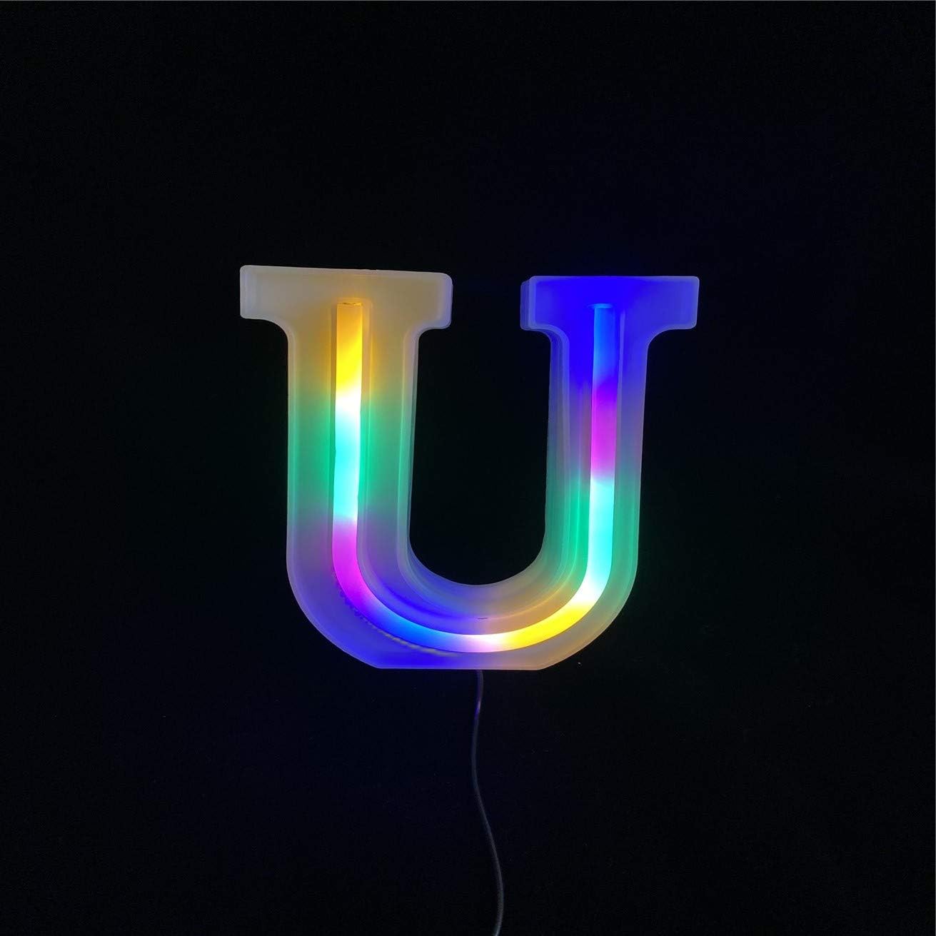 Nordstylee LED Letter Lights, Neon Light Up Letters for Wall Birthday Party Christmas Wedding Decoration Colorful Letters (U)