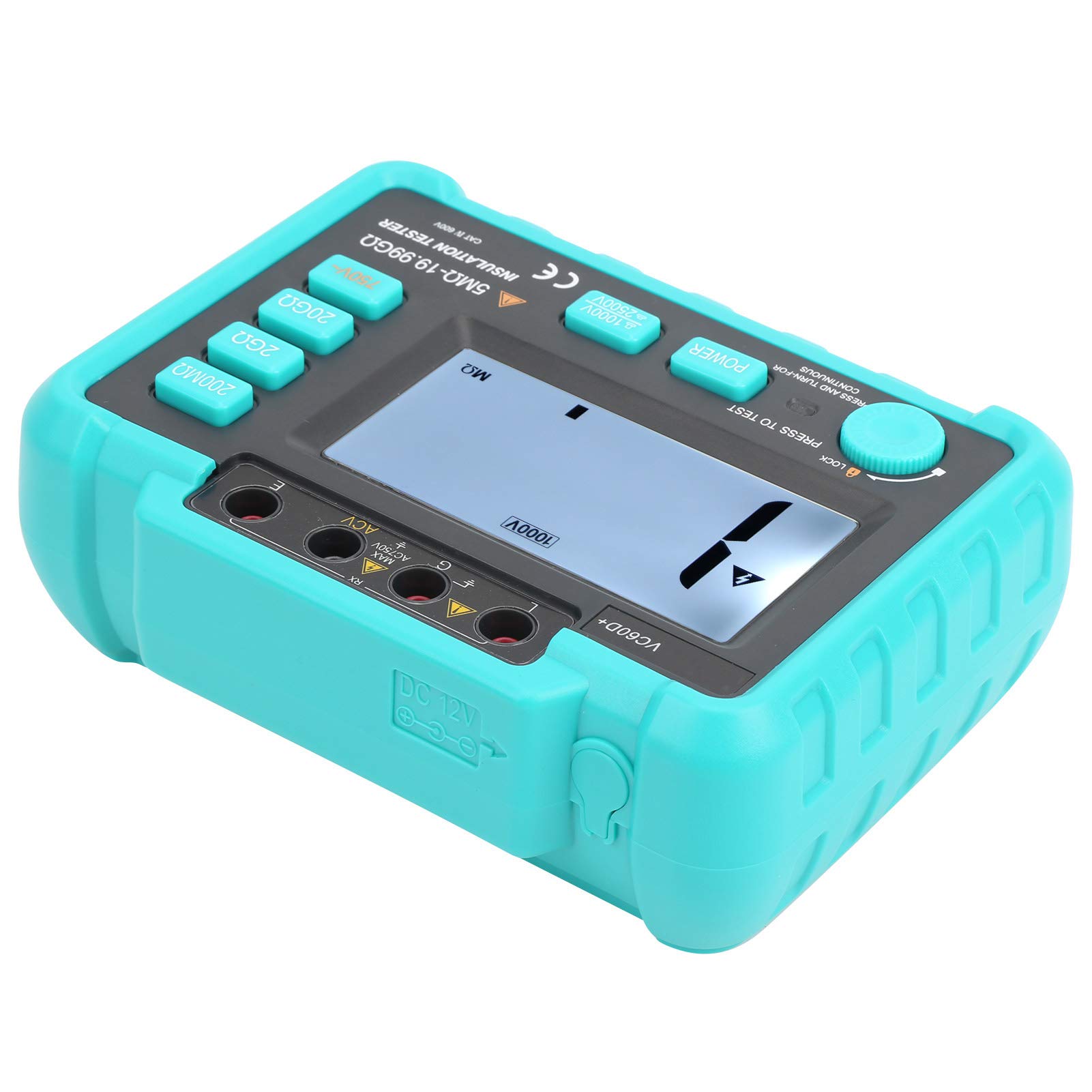 Probador de Aislamiento Digital Megóhmetro ABS 1000 V 2500 V Pantalla Retroiluminada de Alta Precisión de Amplio Rango para Electricistas que Prueban Motores Cables e Instalaciones Eléctricas