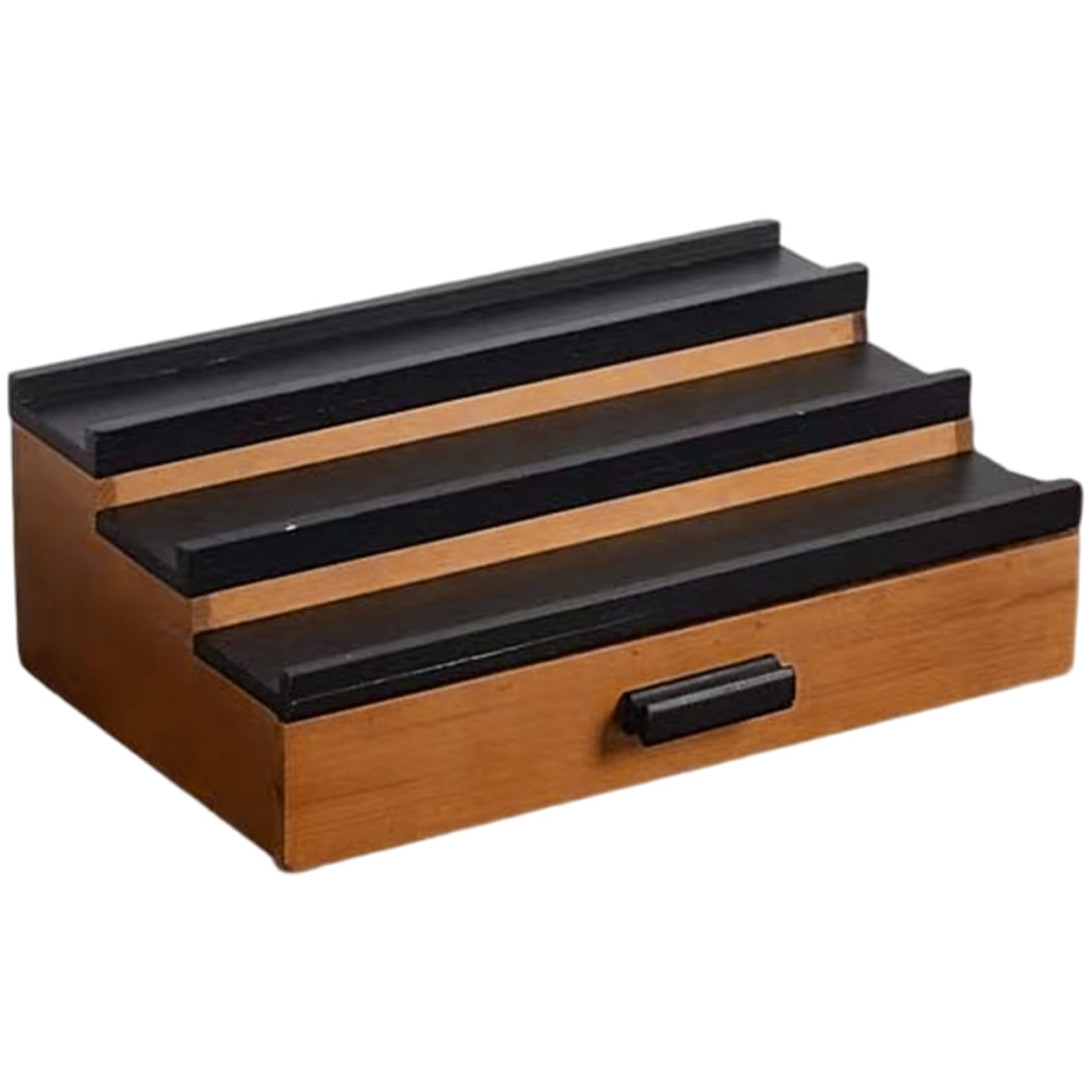 Organizador de perfumes, soporte de madera para colonia de 13x8x4 pulgadas con cajón, soporte de exhibición de perfume de 3 niveles con asa, estante retro de colonia para el hogar, tienda, organizado