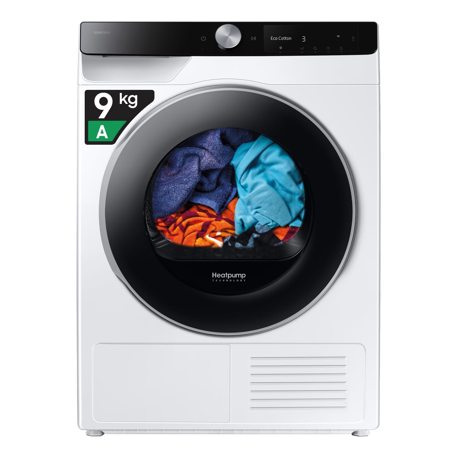 Samsung Asciugatrice AI Control F-DT90DG68LK3M, 9 kg, Pompa di Calore, Wifi, AI Dry, Air Wash, Tecnologia Optimal Dry, Carica Frontale, 3 Mesi Garanzia Extra, 60L x 85H x 60P cm