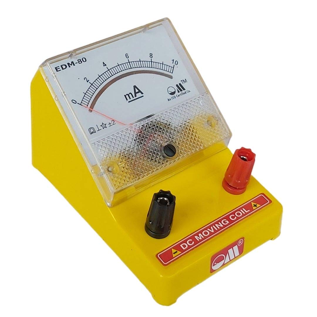 EDM-80 Desk Stand Analog 0-10mA DC Milli Ammeter (Yellow)