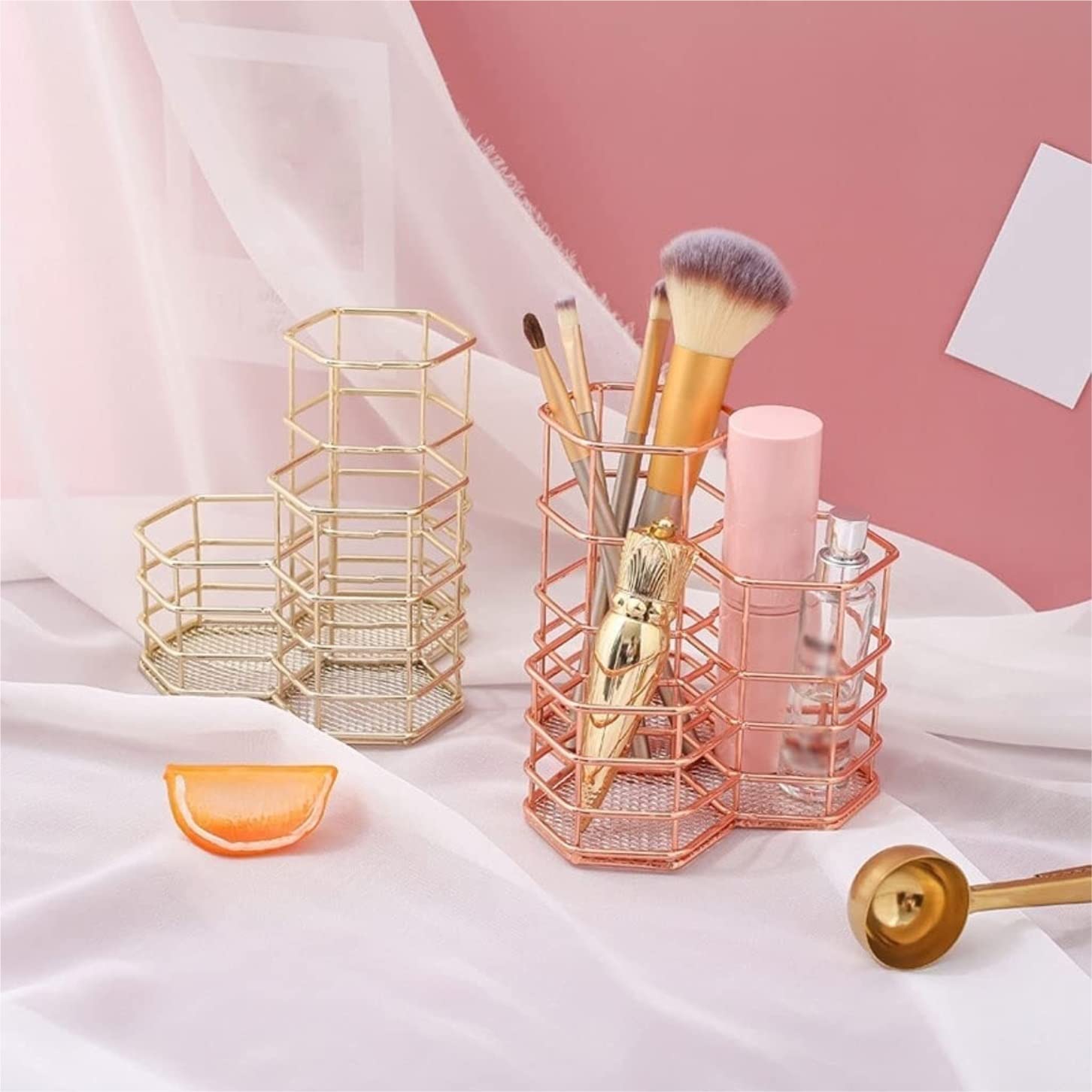 Organizador Cosméticos Organizador de Maquillaje Cubo De Almacenamiento De Cosméticos De Hierro Forjado, Tocador, Lápiz Labial, Cepillo, Almacenamiento, Organizador De Maquillaje Estante de Maquillaje