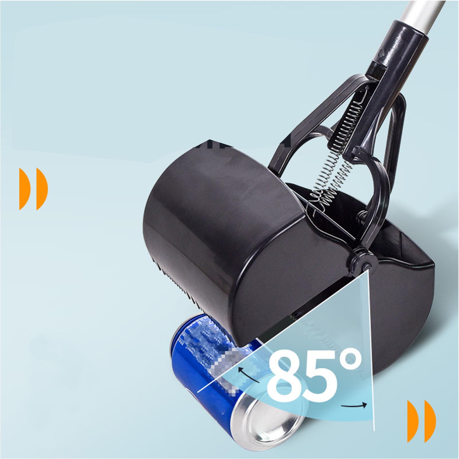 Paletta portatile con manico lungo, design compatto, grande calibro ad angolo di 85°, strumento per raccogliere la cacca del cane per prati e erba