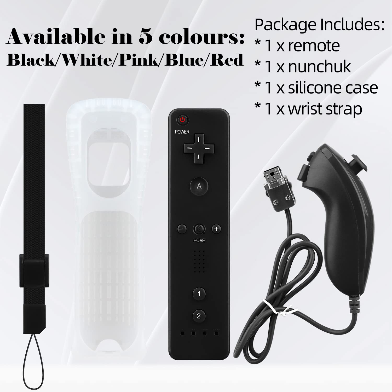 OSTENT Telecomando per sensore di movimento + Wired Nunchuck Combo compatibile per console Nintendo Wii Colore nero