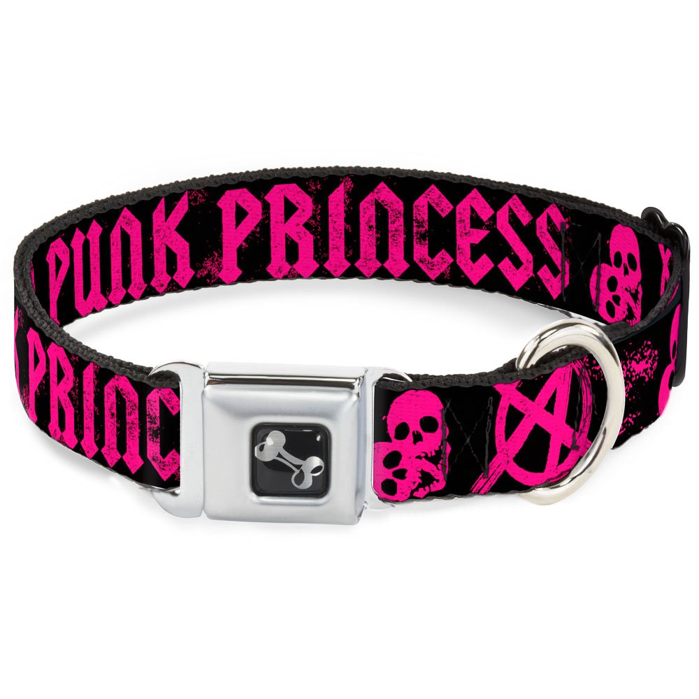 Buckle-Down Obroża dla psa z klamrą pasa bezpieczeństwa - punk księżniczka czarny/fuksja - szerokość 3,8 cm - pasuje na szyję 45-81 cm - duża