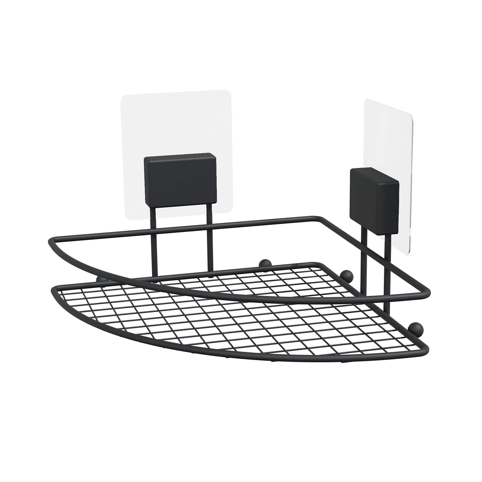 Compactor Bestlock Magic Bath Corner Shelf, Large, Black, Chrome Plated Steel Wire, Self-Adhesive, Waterproof