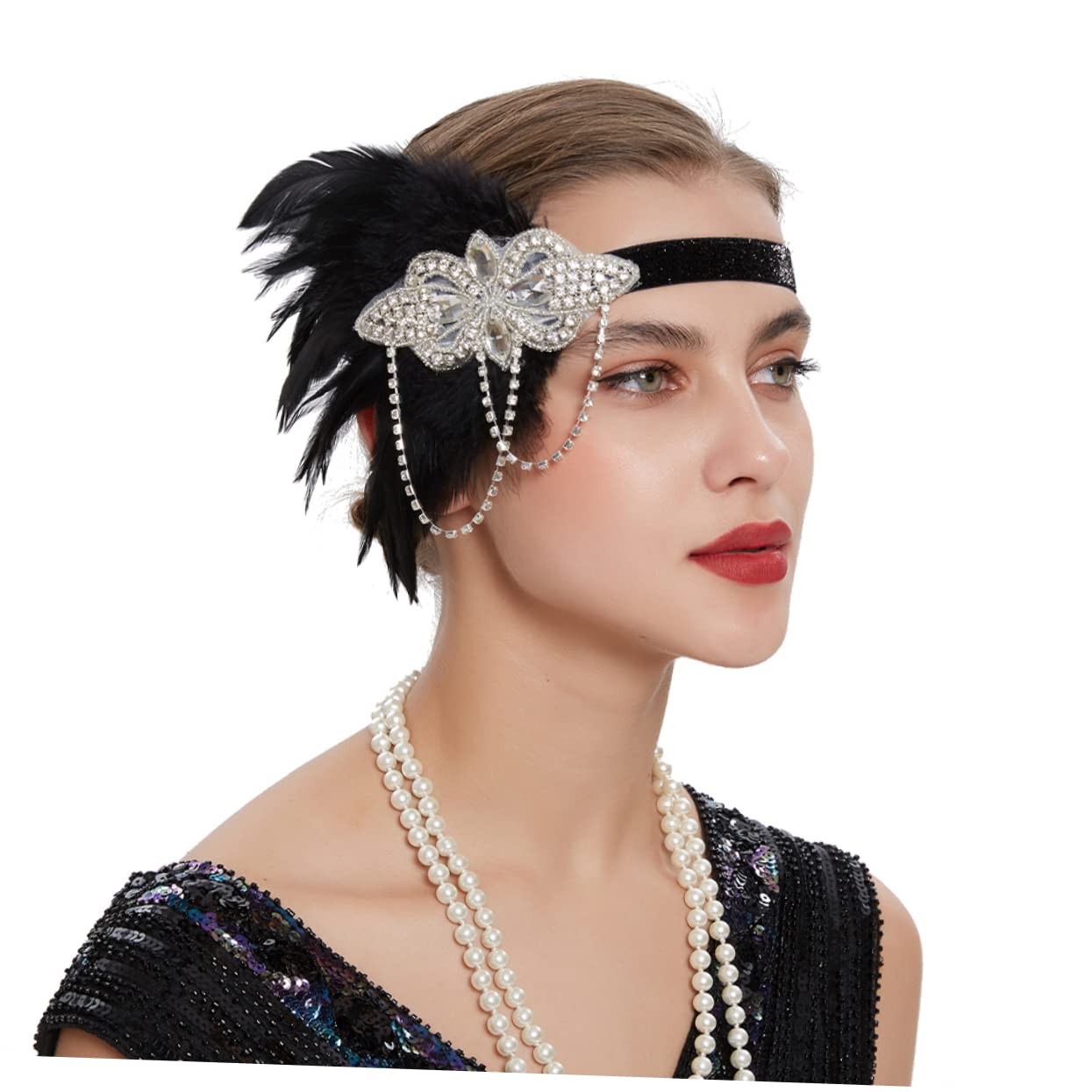 SHERCHPRY 3pezzi Cerchietto Vintage Con Strass e Frange Accessorio Per Per Matrimoni e Feste Eleganti