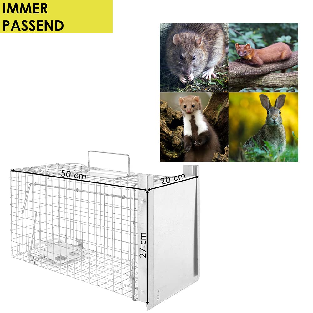 Gabbia Trappola per Animali Talpa Ratto Mouse Topo Nutria 50 x 20 x 27 cm Petigi