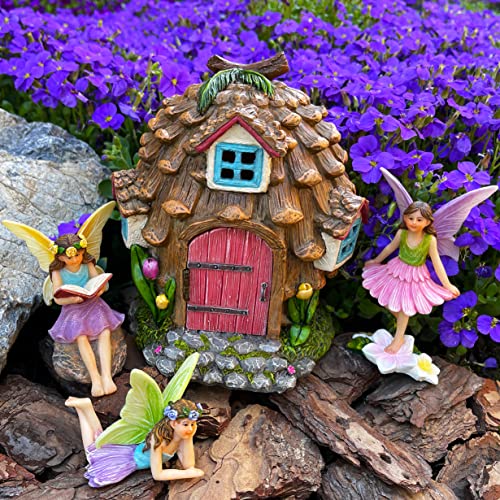 Mood Lab Fairy Garden - Pinecone Fairy House Kit Of 4 Pcs - Miniature Figurines & Accessories Set - Outdoor Or House Decor #TOP5