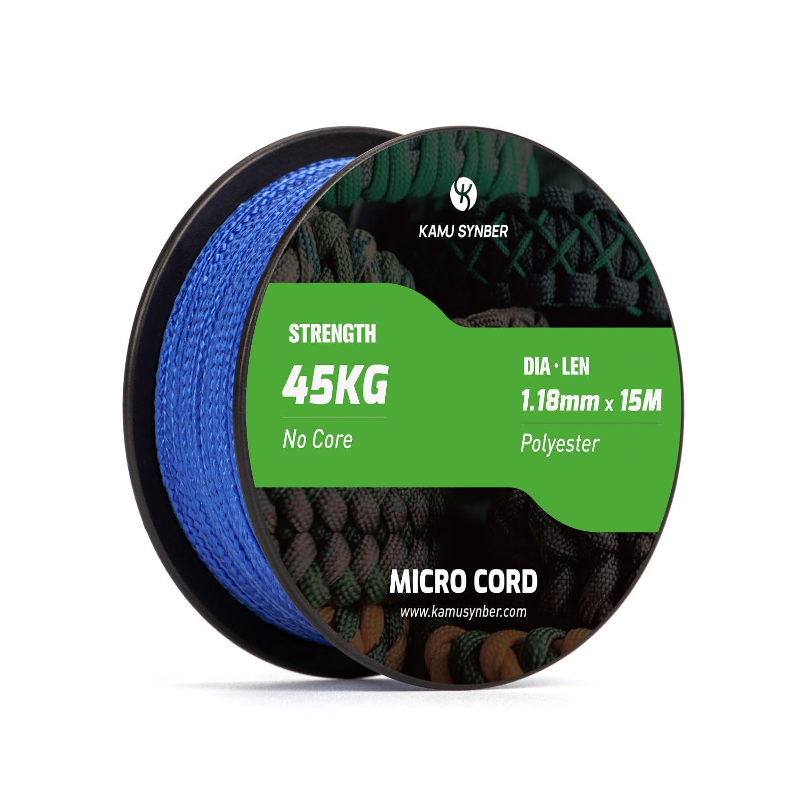 Kamu Synber Micro Cord 1.18mm Paracord Braided Rope 15m Spool for Bracelet, Crafting, Jewelry Making, Key Chains | Support 45kg | Dark Blue