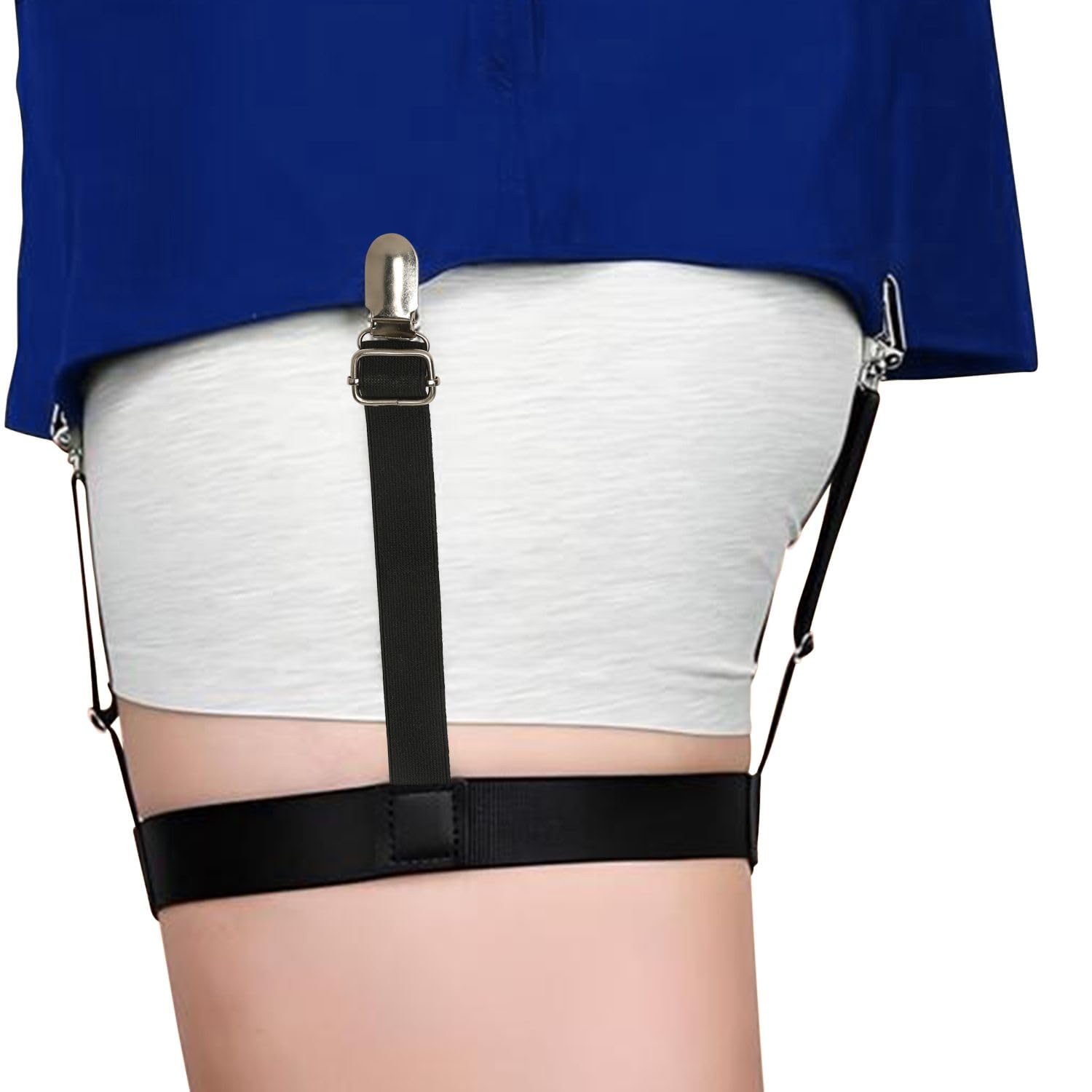 Shirt Stays & Garter Belt |Adjustable Nylon Elastic Shirt Tucker for Men | Non-Slip Shirt Suspenders with Metal Clips | Ideal for Office, Corporate Meetings, & Professional Look