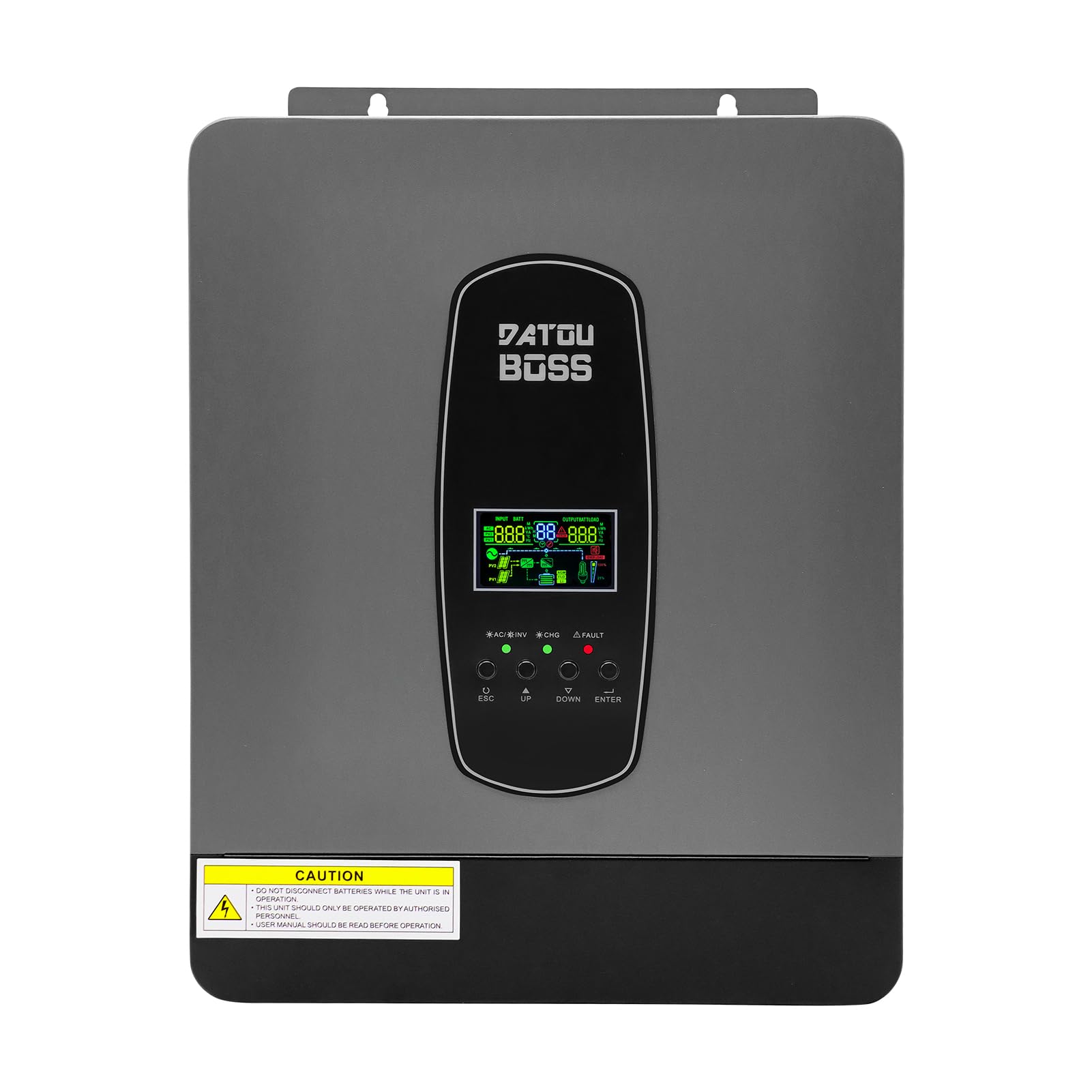 DATOUBOSS Hybrid Wechselrichter 3000W, DC 24V zu AC 230V, Reiner Sinus, mit 100A MPPT Solarladeregler, für Netzunabhängige Systeme (24V 3000W-1PCS)