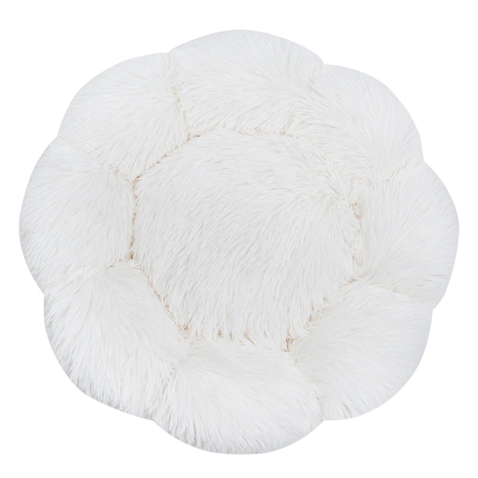FANSU Flower Pet Bed for Dog Cat, Warm Fluffy Extra Soft Anti-Slip Bottom Bed Puppy Sofa Warm Cuddler Sleeping Bag Nesting Cave Kennel Soft (White,M:50CM)