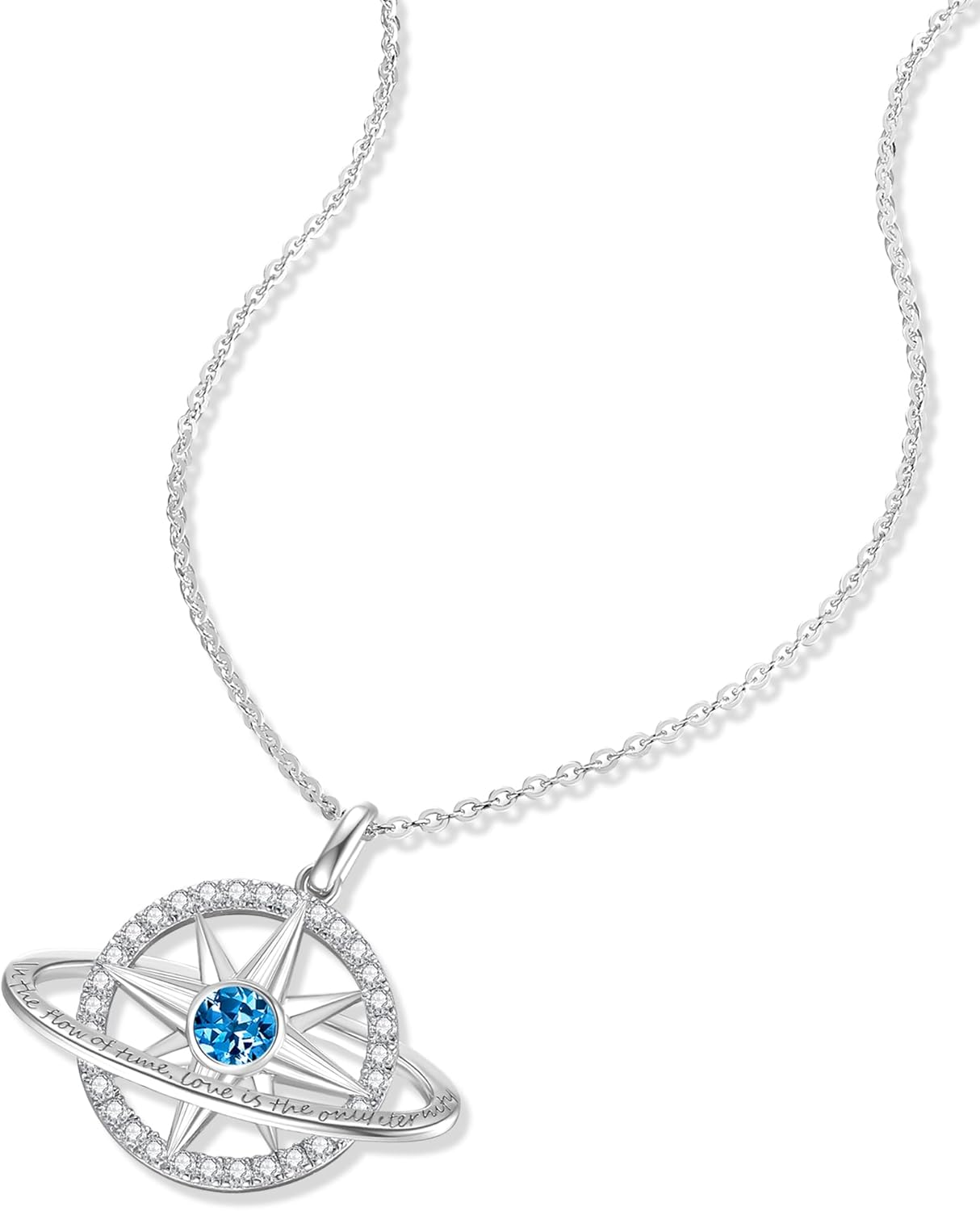 FANCIME Valentines Day Gift Stellar Promise Birthstone Necklace for Women White Gold Plated Sterling Silver Planet Star Pendant Fine Jewelry Anniversary Birthday Gifts for Women Wife Friend Her - Image 7