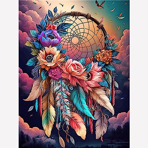 Peinture sur diamant adulte pour salon kit broderie strass attrape-rêves floral