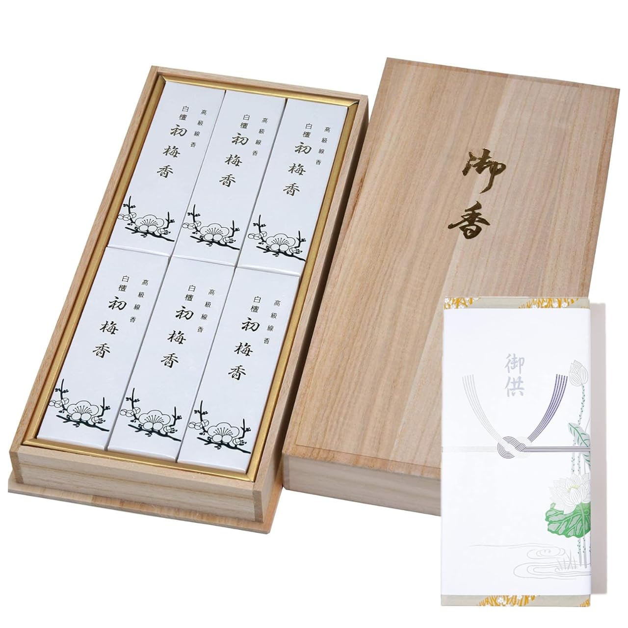 Amazon｜【 包装 蓮のし付き 】梅薫堂 白檀初梅 6箱入 【桐箱】/「心を
