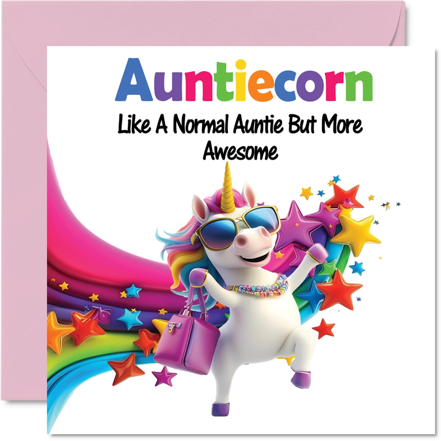 Auntie Birthday Card - Awesome Auntiecorn - Happy Birthday Card for Auntie Aunt from Nephew Niece, 145mm Unicorn Bday Greeting Cards