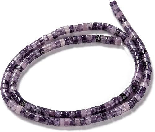 Miniatura 3 de Cuentas Heishi de jade lila de piedra natural de 0.157 x 0.079 pulgadas para hacer pulseras, cuentas redondas planas y sueltas de piedras preciosas