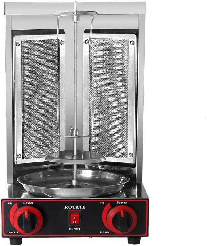 Shawarma Gyro BBQ Meat Machine Vertical Kebab Doner Meat Infrared Grill Stainless Steel 2Burners Rotisserie Broiler Cooking