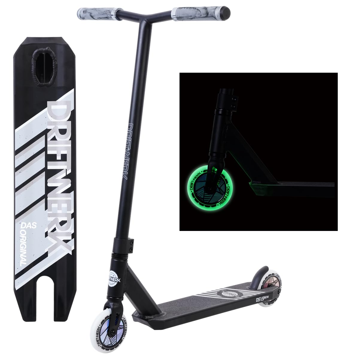 Driftwerk Stunt Scooter Freestyle Patinete para niños DS1.5 Brilla en la Oscuridad