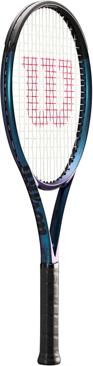 Wilson Ultra 100 v4.0 Performance Tennis Rackets, Strung with Sensation 16 Natural at Mid Range Tension