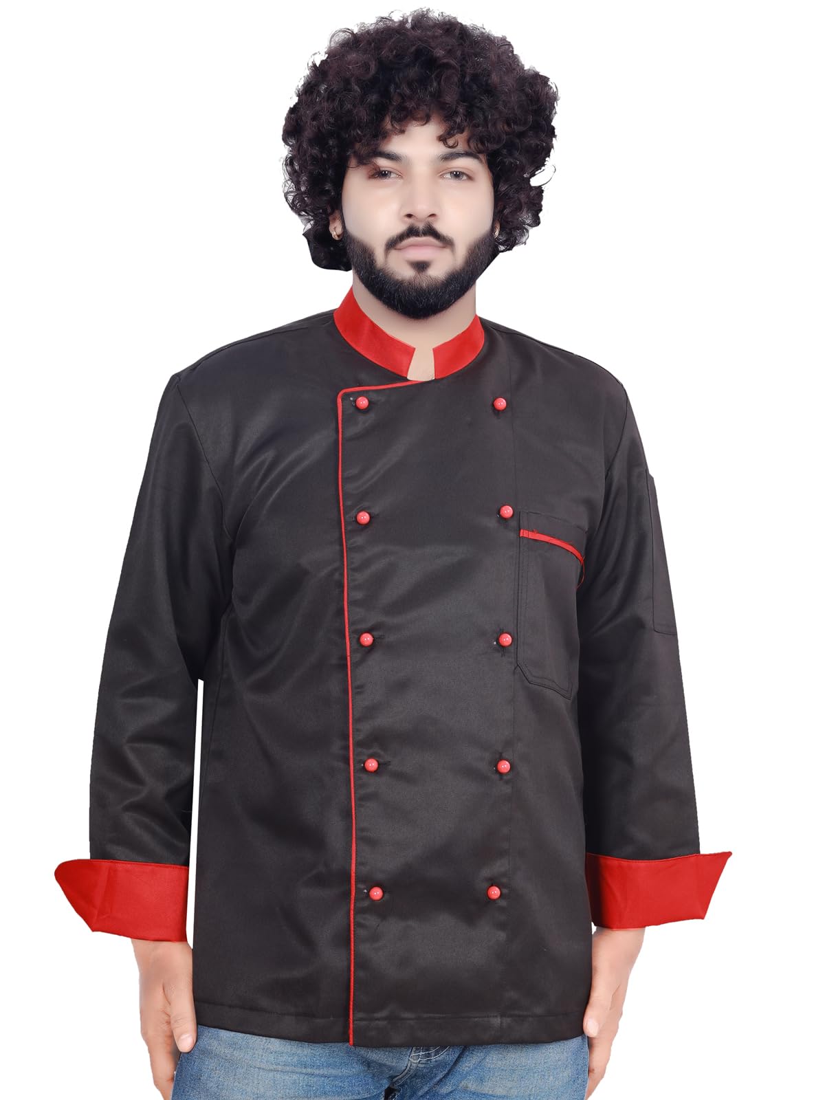 abc garments Cuffed Unisex Chefcoat For Men's Mushroom Button-picture-37