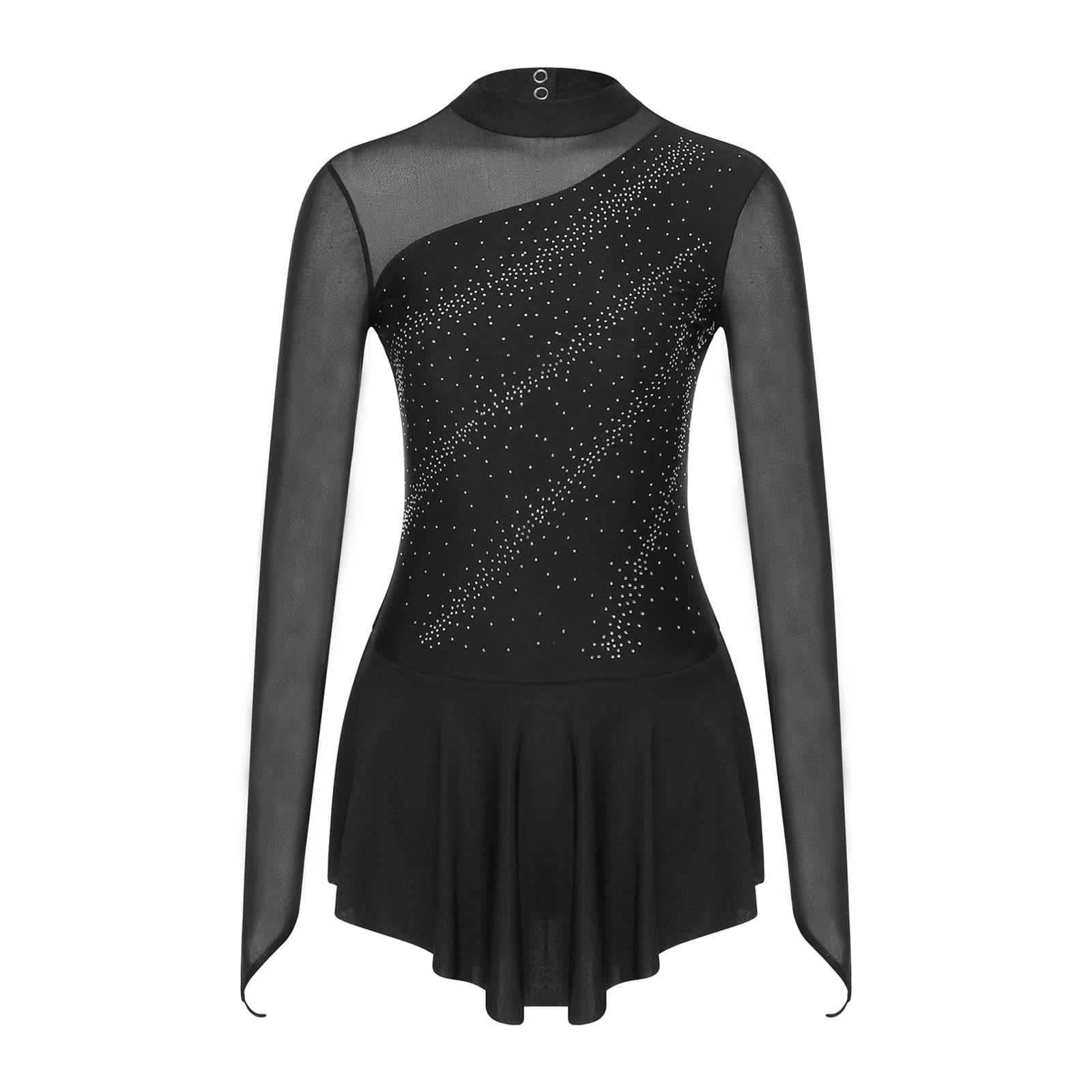 Vestido de Patinaje Artístico Vestido de ballet for mujer, de manga larga, con purpurina y diamantes de imitación, for patinaje artístico, danza, malla de retazos, gimnasia, danza lírica.