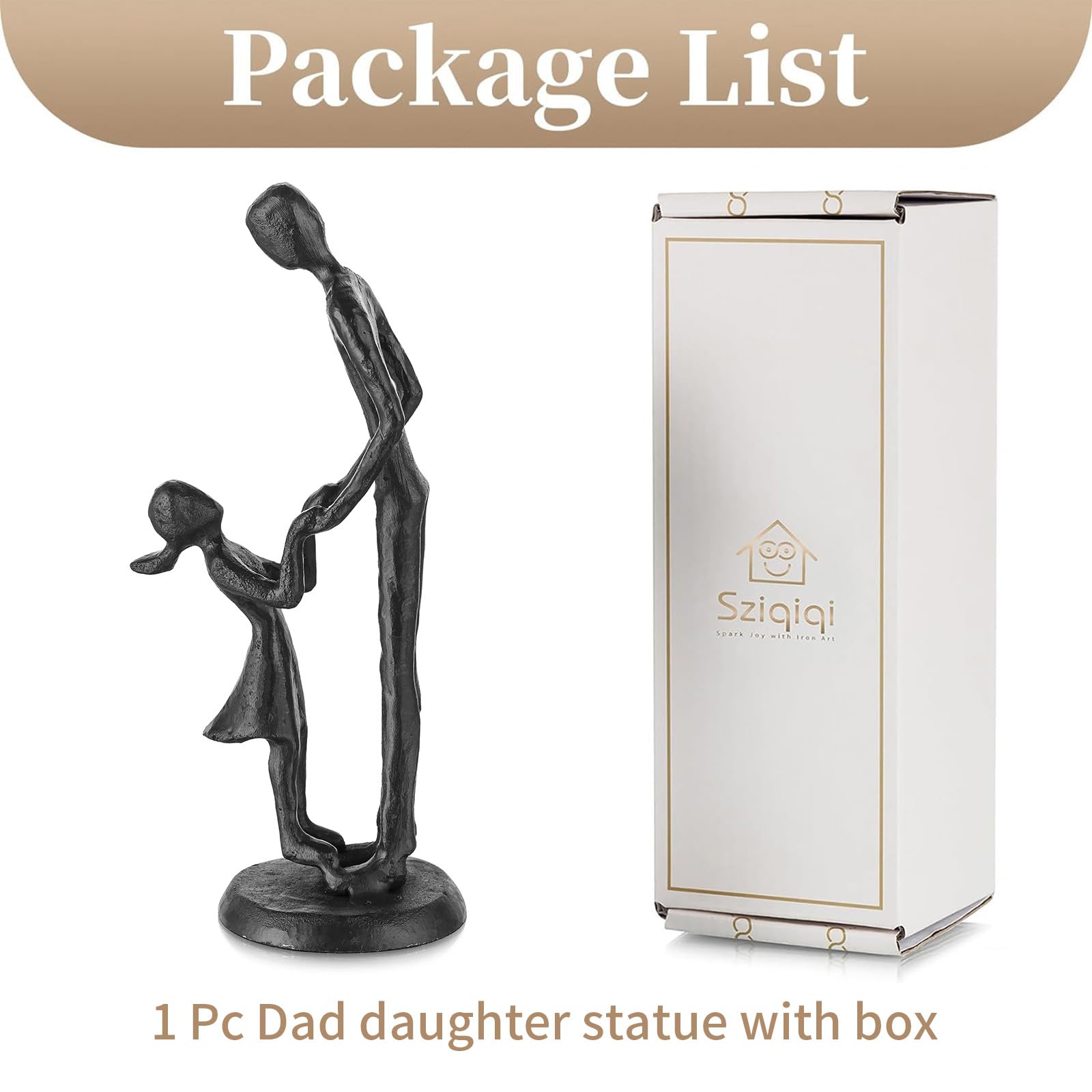 Sziqiqi Figurine Regali per il Padre - Papà Figlia Statue di Ferro Padre Figlia Amore Scultura Decorazione per Festa del Papà Matrimonio Natale Regali Commemorativi per Papà Nuovo Patrigno Marito