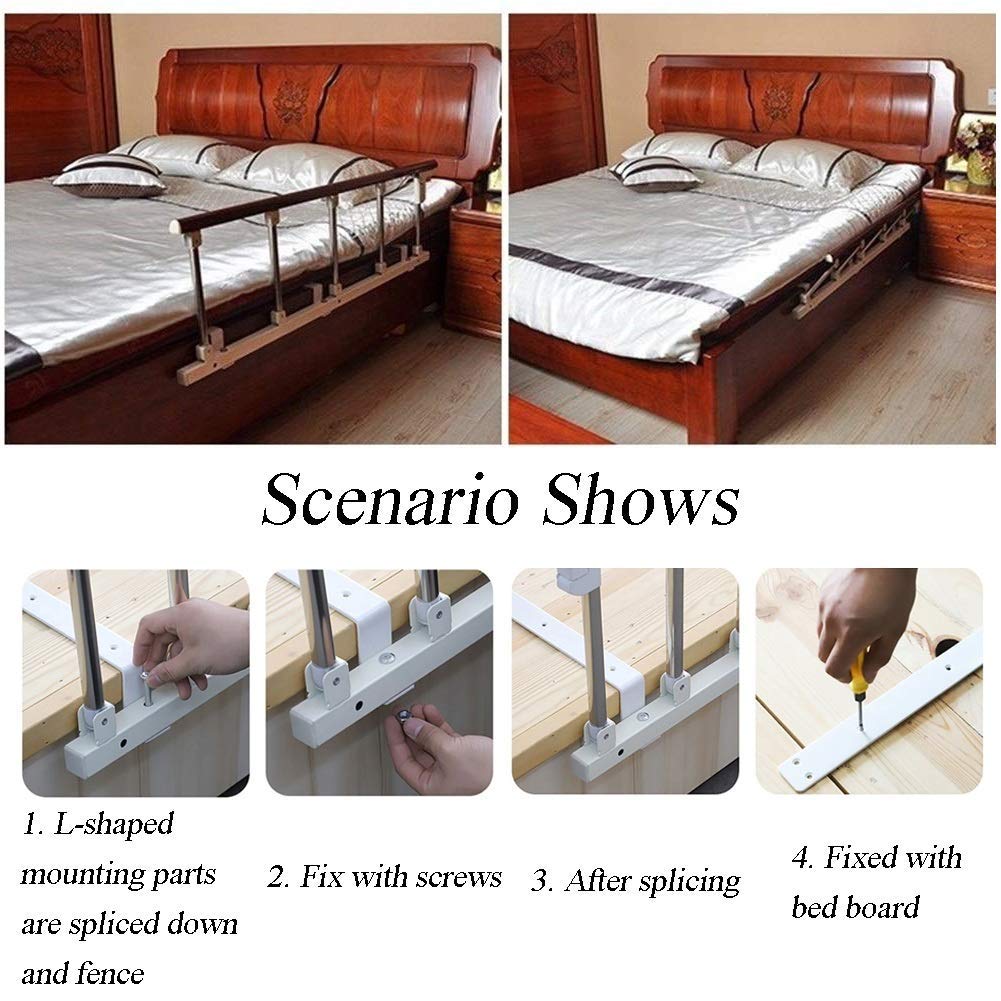 Barandilla de Cama, manija de Asistencia de protección Lateral de Seguridad Plegable para Adultos Mayores, pasamanos de Cama de Metal Plateado, Barra de Parachoques para discapacitados de h