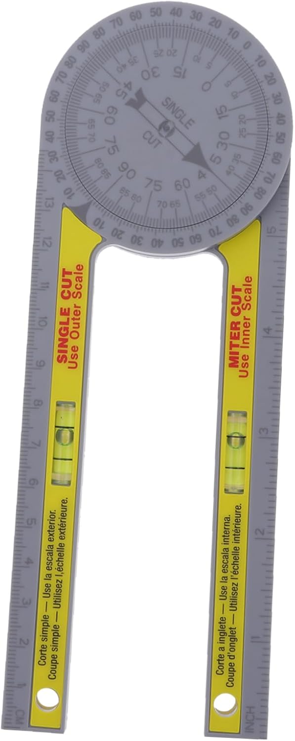 Plastic Miter Angle Finder Ruler for Carpentry and Woodworking | Engraved Scales, Easy to Carry and Store, Transfers Reading to Miter Joint, for Home Use and Construction